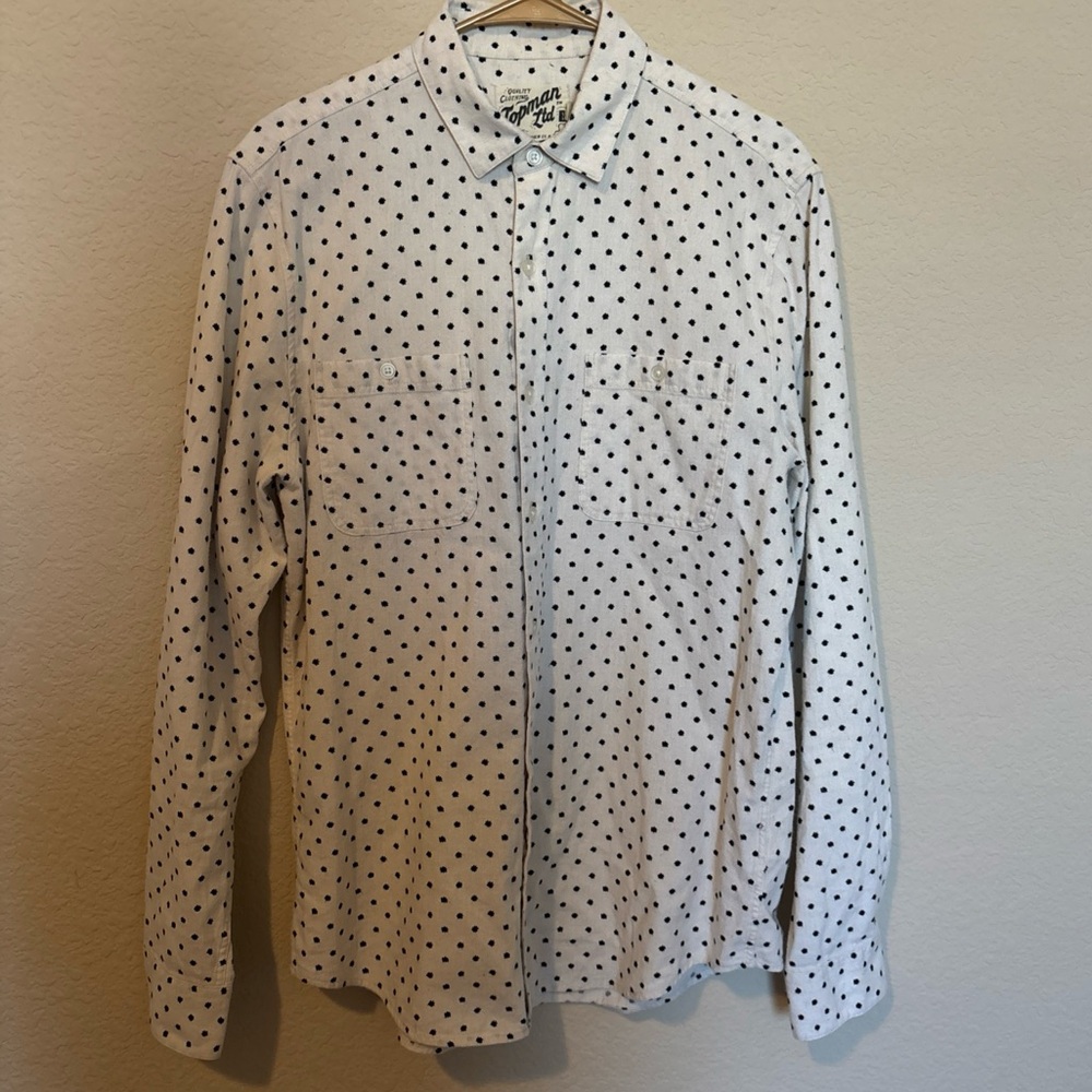 Topman LTD Men’s Long Sleeved Button Up Shirt Size M Whit With Black Flowers